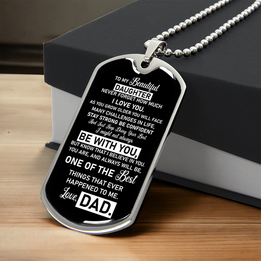 To My Beautiful Daughter Necklace – Inspirational Gift from Dad, Love Message Jewelry